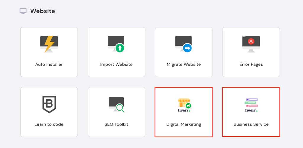 Fiverr's Digital Marketing and Business Service on hPanel