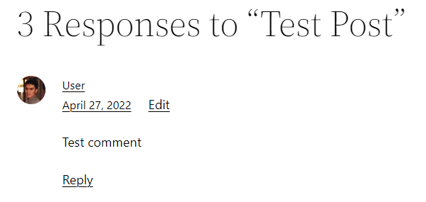 The comment title block appears at the top of the post's comment section.