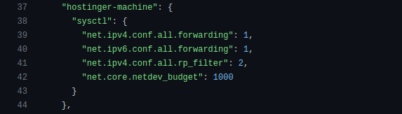 Hostinger code configuration for hostinger-machine