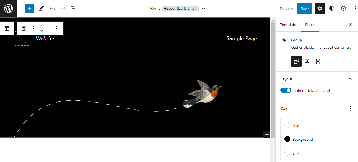 The WordPress Appearance menu on the admin dashboard, the main menu page where users can access options to customize the theme and templates.