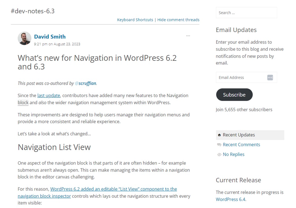 WordPress 6.3 developer notes
