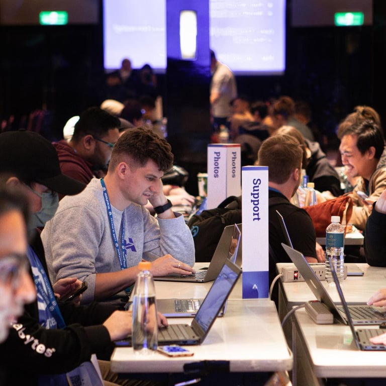 Support table during WordCamp Asia's Contributors Day