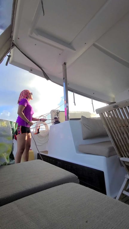 Luz Celeste on a boat