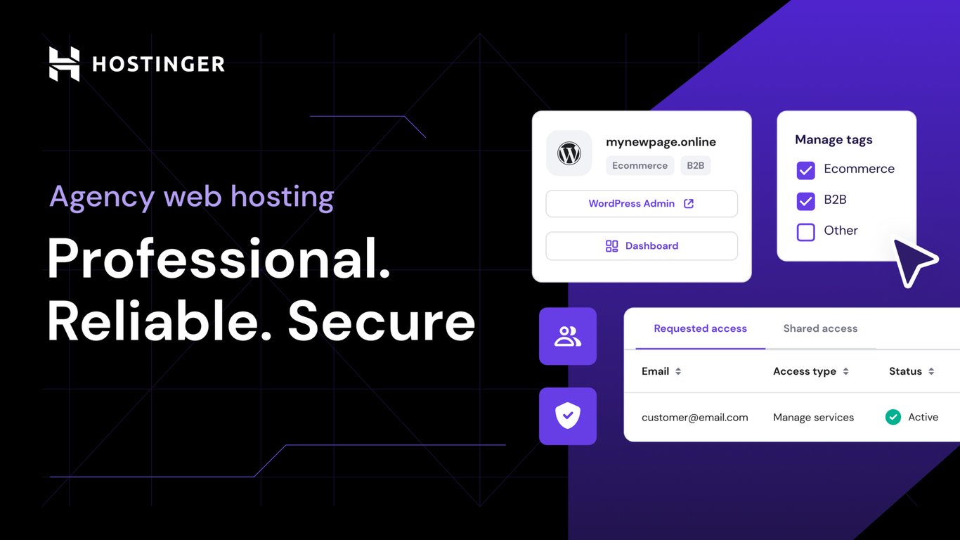 Agency web hosting from Hostinger.