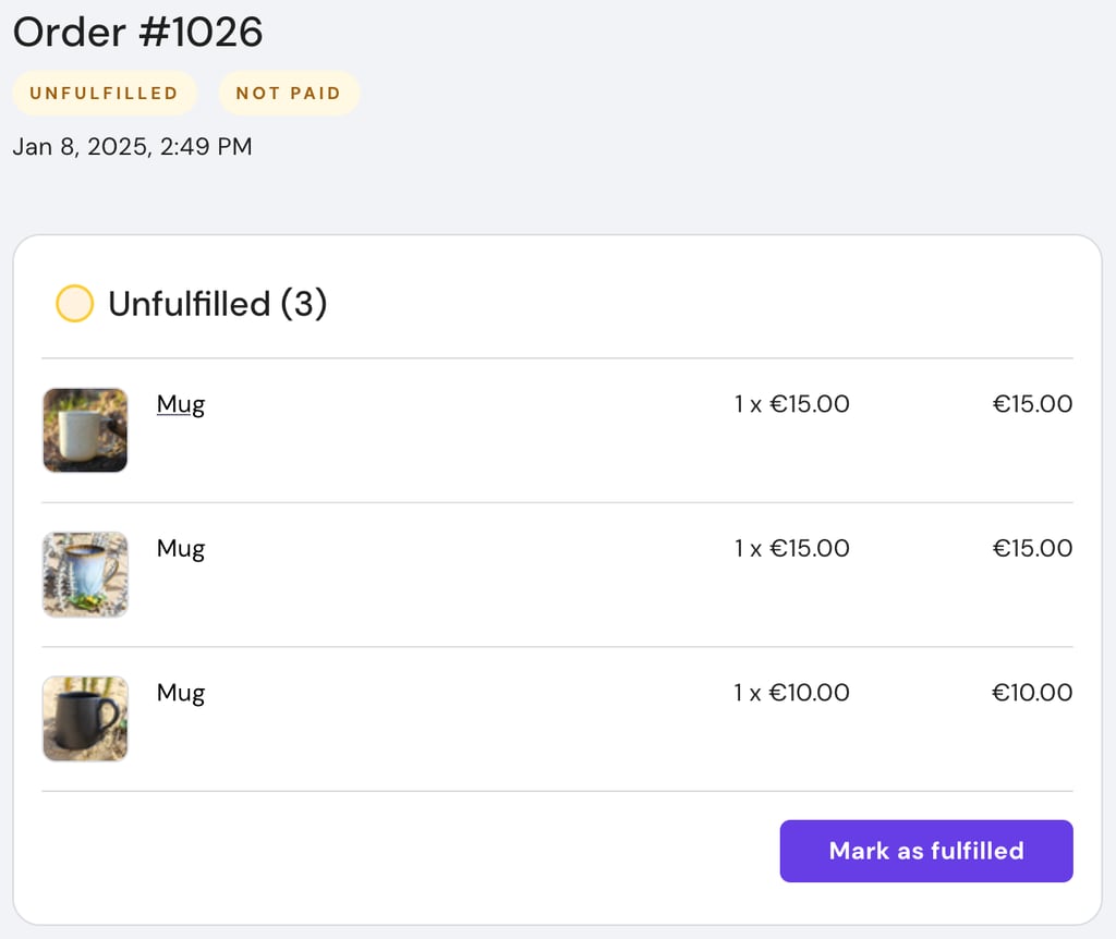 Order management in Hostinger Website Builder.