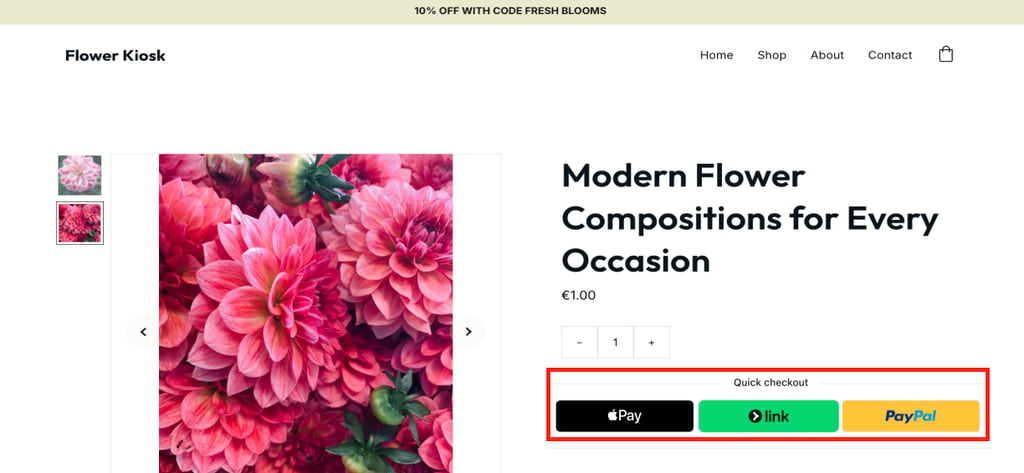Express checkout options in Hostinger Website Builder.