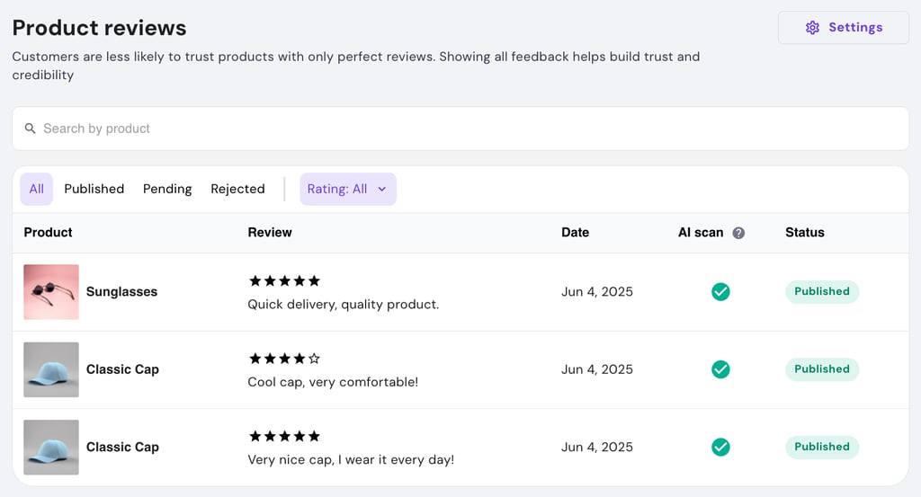 Produce reviews in Hostinger Website Builder.