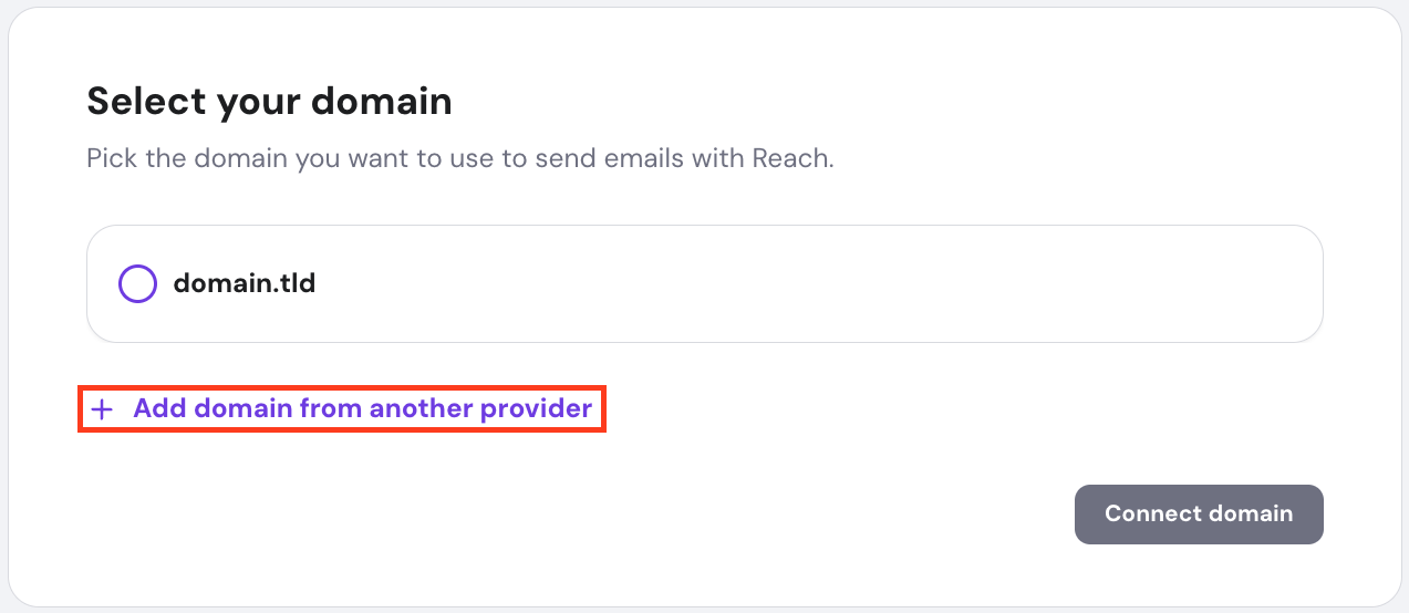 Add domain from another provider in Hostinger Reach.