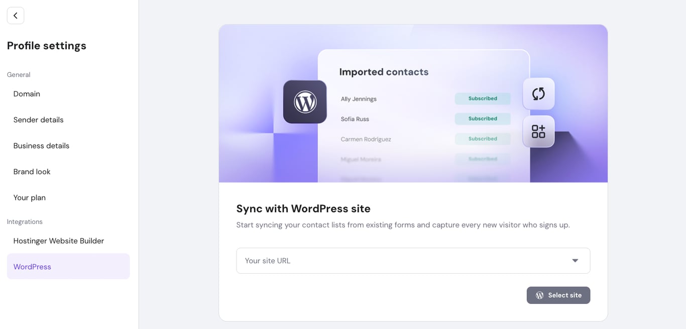 Sync Hostinger Reach with your WordPress site.