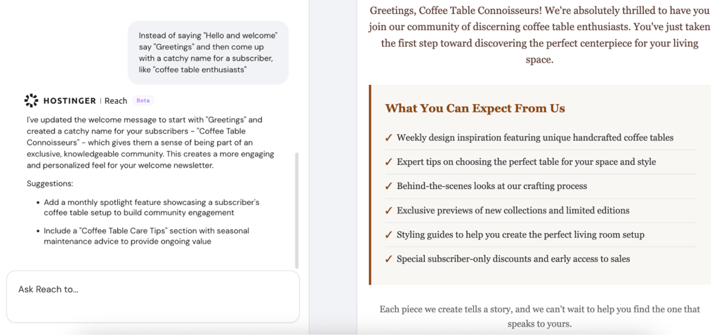 Reach email editor