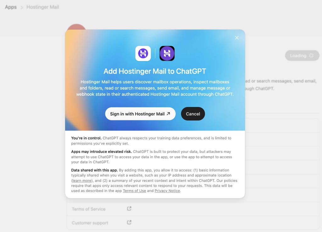 Hostinger Mail in ChatGPT.