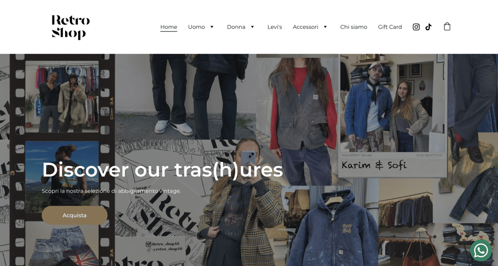 Retro Shop's website home page
