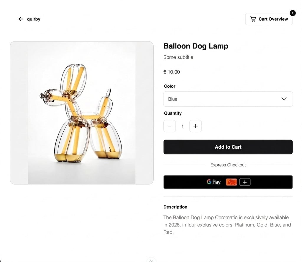 An ecommerce with Quick Link Stripe Express Checkout enabled