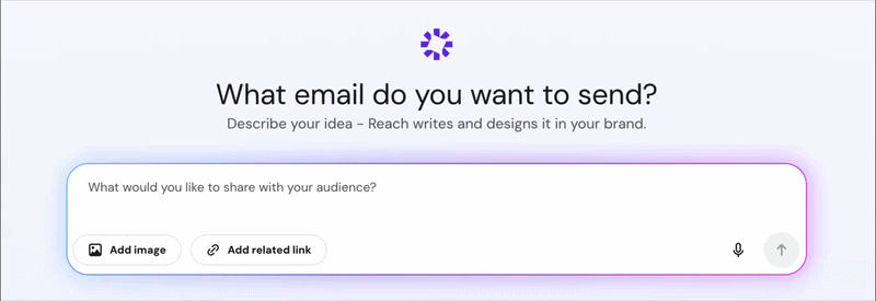 Hostinger Reach's voice input feature interface