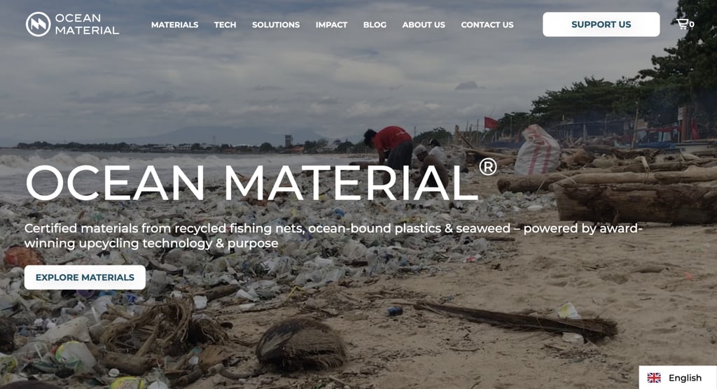 Ocean Material's website home page