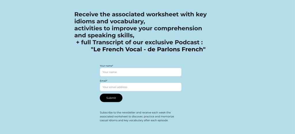 Parlons French's newsletter signup section