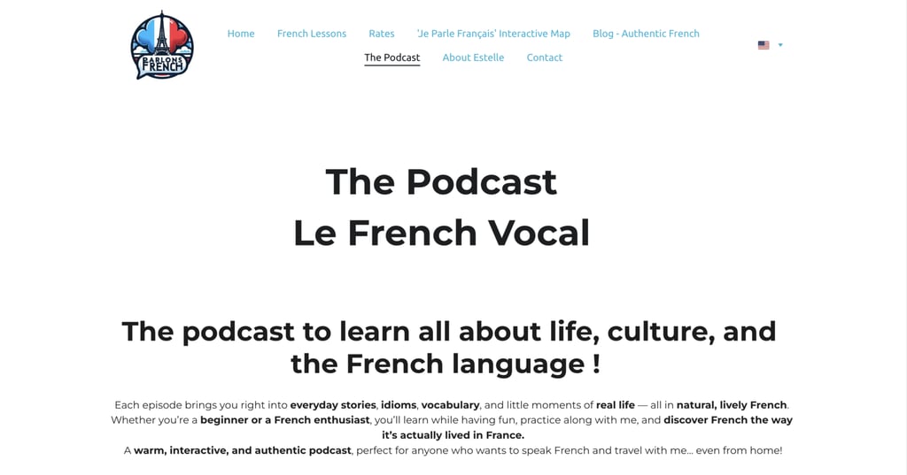 Parlons French website's podcast page