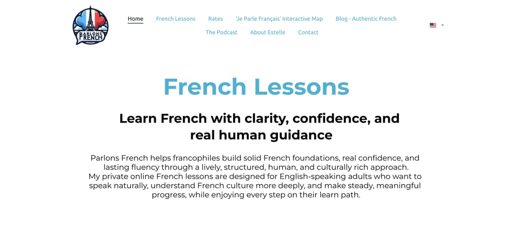 Parlons French website homepage