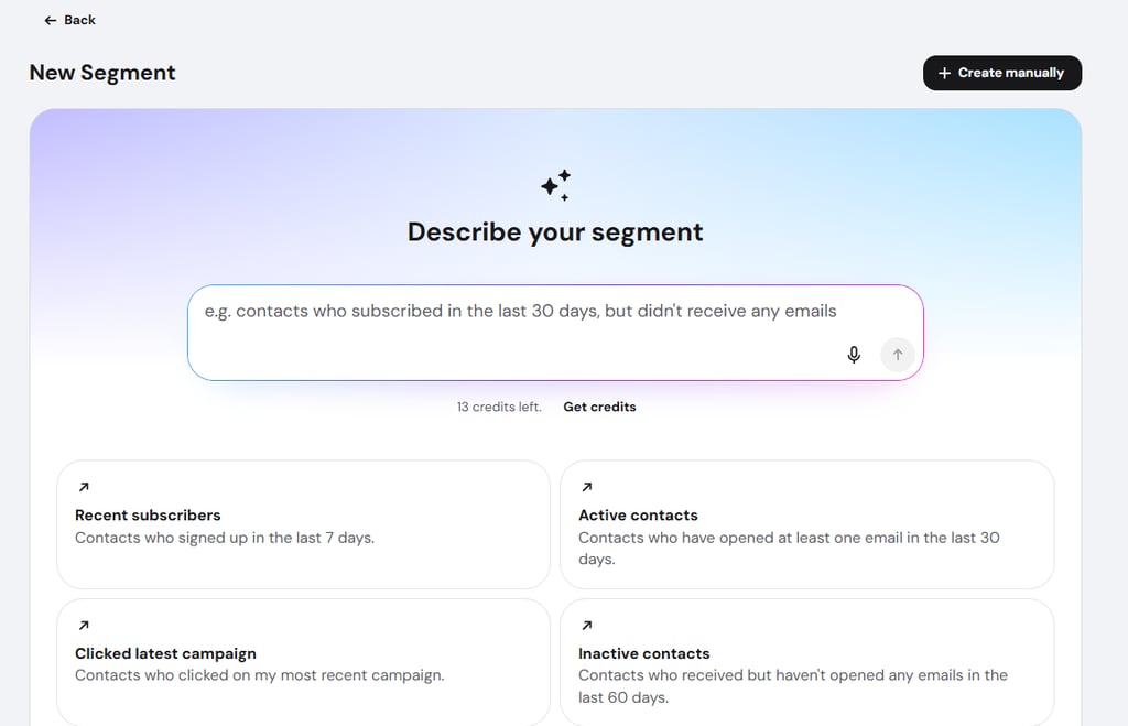 Hostinger Reach's interface whenever creating spectators section using the agentic mode