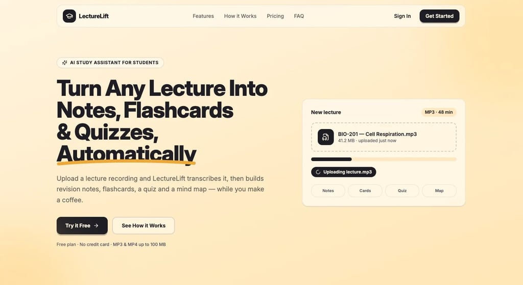 LectureLift's landing page