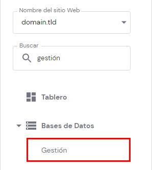 El bot&oacute;n de bases de datos MySQL en hPanel