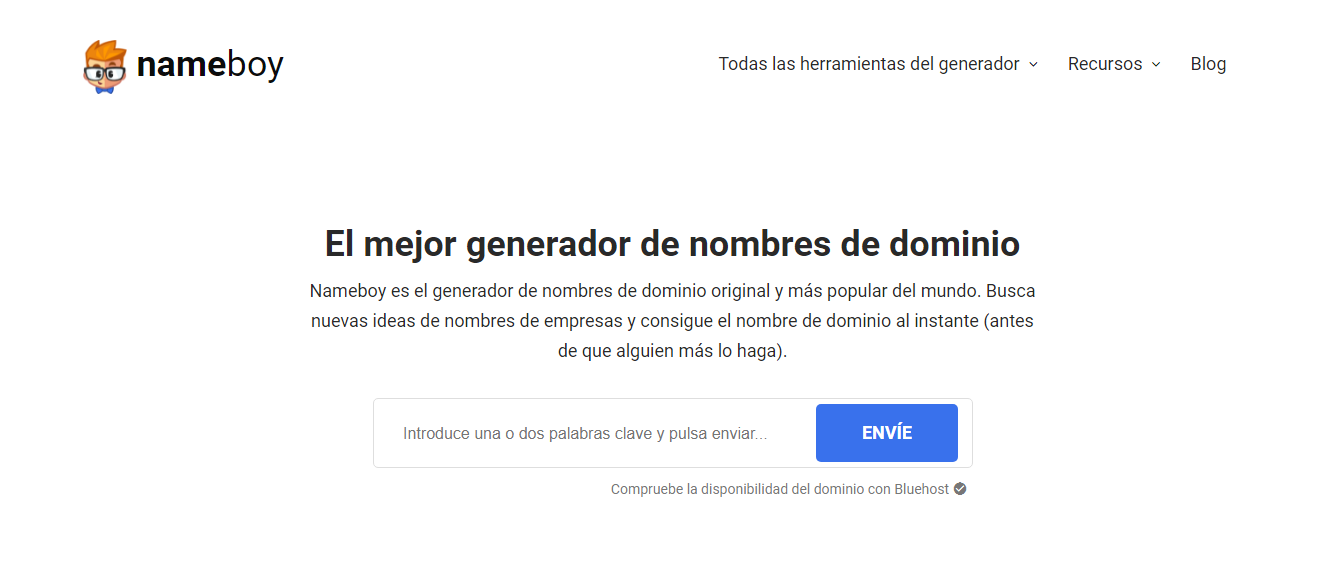 Página de inicio de Nameboy