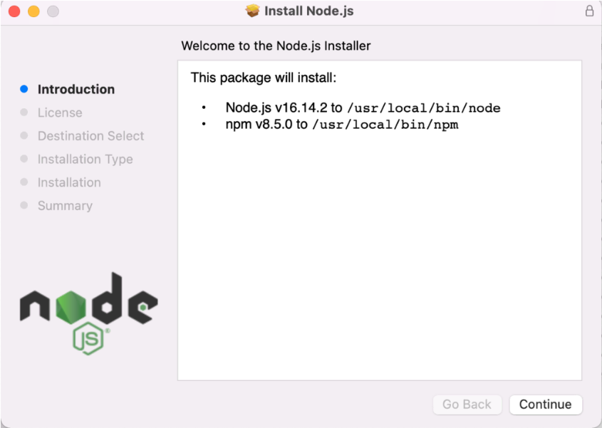 Ventana instalaci&oacute;n Node.js