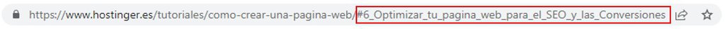 Ejemplo de como se ve el ancla dentro de una URL