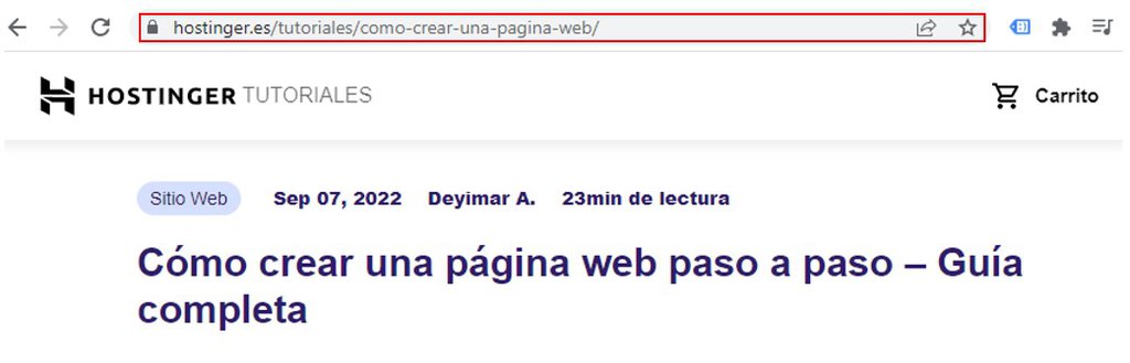 Ejemplo de ubicación de una URL