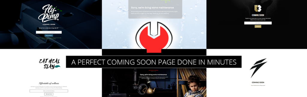 Captura de pantalla del banner del plugin de la página mínima Coming Soon