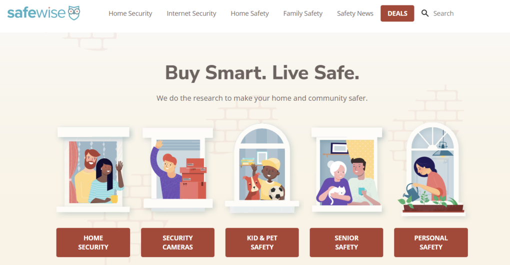 Página de inicio de SafeWise