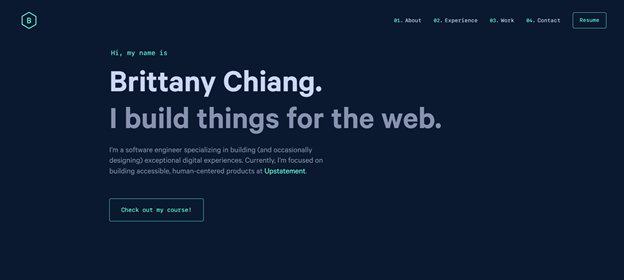Página de inicio del portafolio de Brittany Chiang
