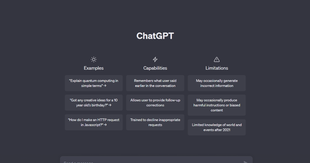 Interfaz de ChatGPT