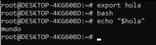 Caso de uso del comando export en la terminal. Permite a los usuarios utilizar variables definidas localmente dentro de diferentes instancias del shell.