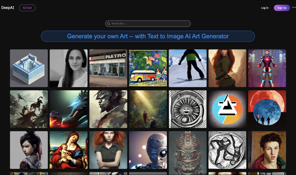 Página de inicio de Art By DeepAI