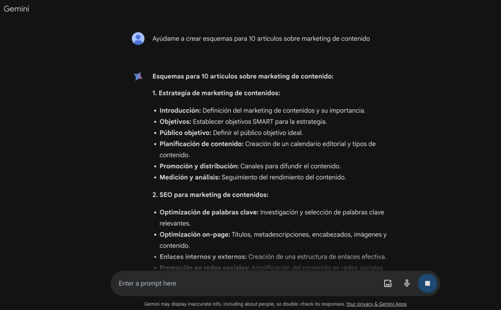 Ejemplo de Gemini en acción