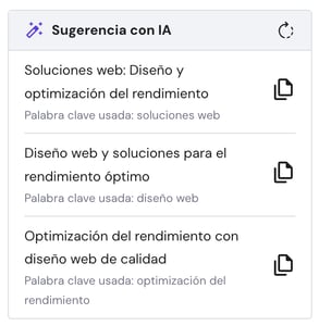 Sugerencias con IA del creador de webs de Hostinger
