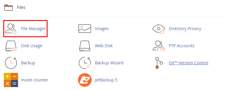 Administrador de archivos de cPanel