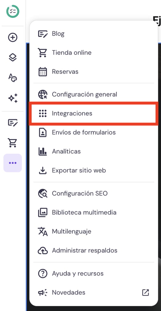 Configuraci&oacute;n del sitio web en el Creador web de Hostinger