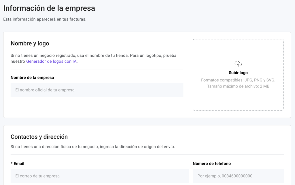Informaci&oacute;n de la empresa del Creador de Hostinger