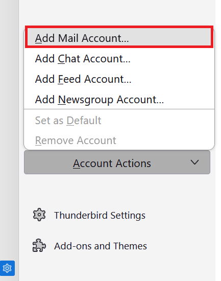 Configuración de la cuenta de Mozilla Thunderbird