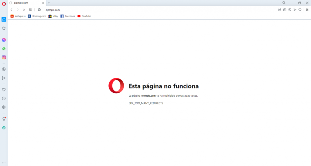 Error ERR_TOO_MANY_REDIRECTS en Opera