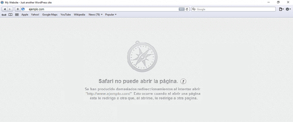 Error ERR_TOO_MANY_REDIRECTS en Safari