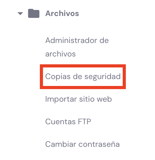 Secci&oacute;n de Archivos de hPanel