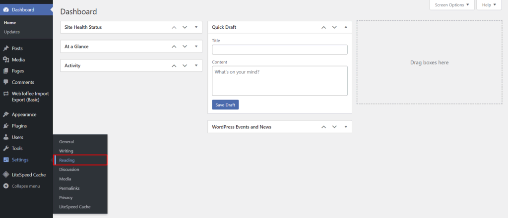 WordPress 管理ダッシュボードの「表示」メニューに移動して、ホームページの外観を変更
