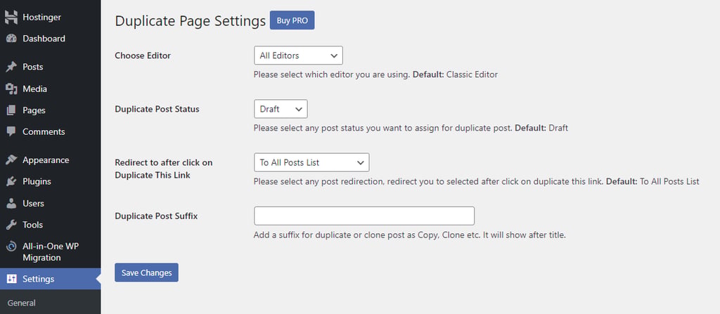 WordPressのDuplicate Pageプラグインの設定