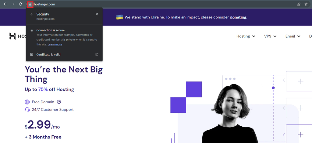 ブラウザ上の南京錠アイコン