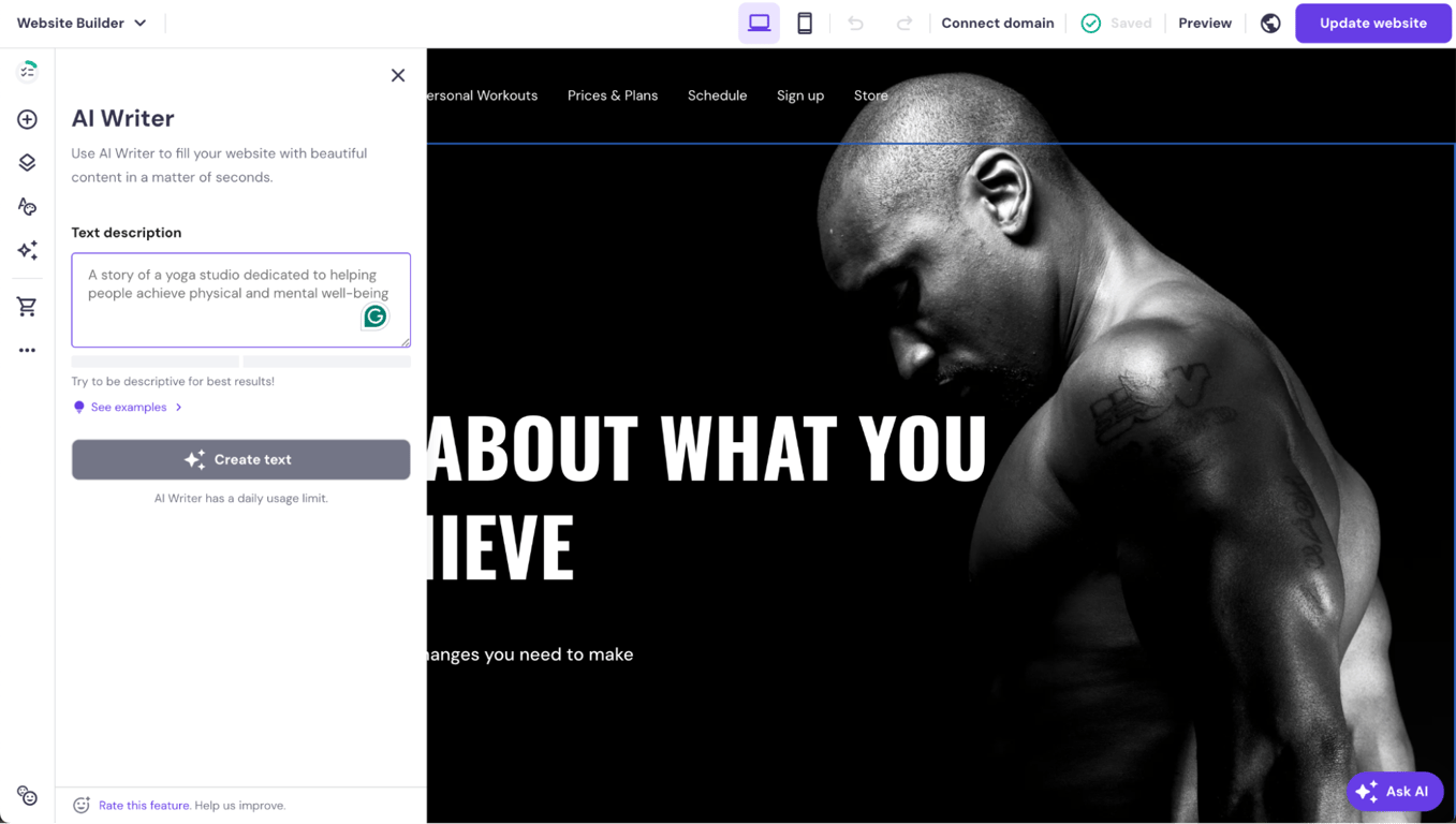 Hostingerサイト作成ツールのAIライター