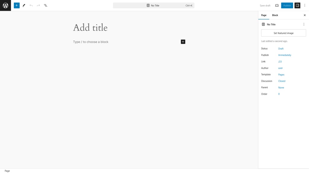 WordPressページエディターインターフェース