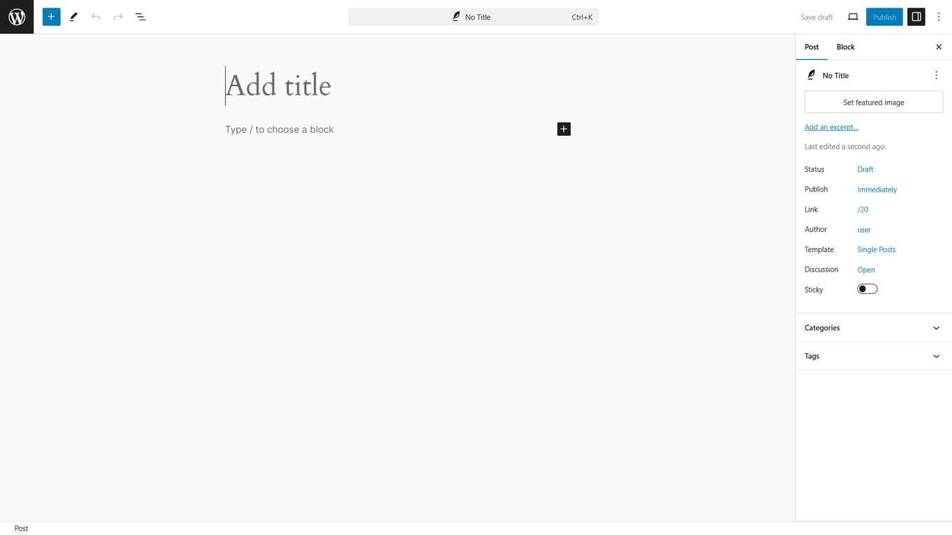 WordPress投稿エディターインターフェース